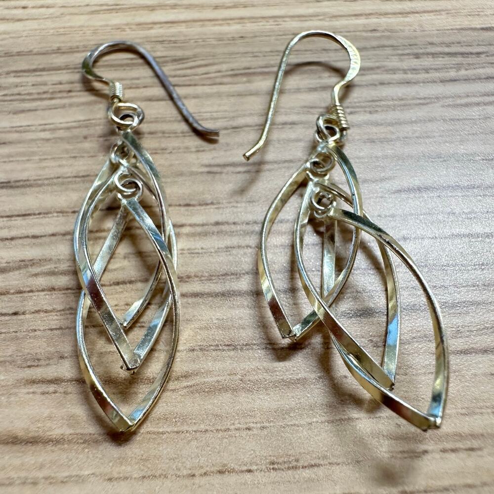 Silver and Gold Dangle Twist Fashion Earrings